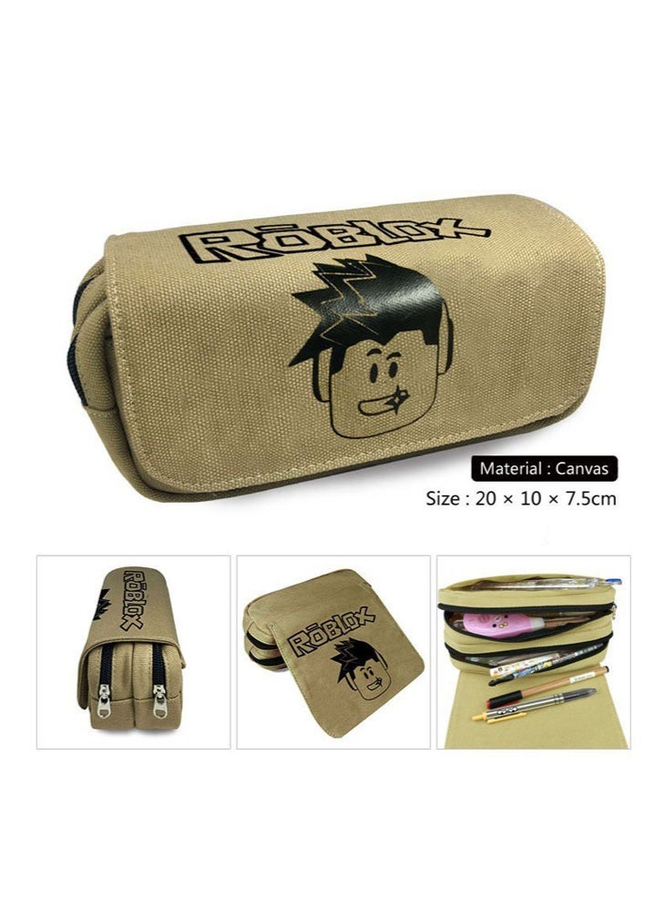 ROBLOX double-layer canvas zipper large-capacity pencil case stationery box student school supplies - Image 2