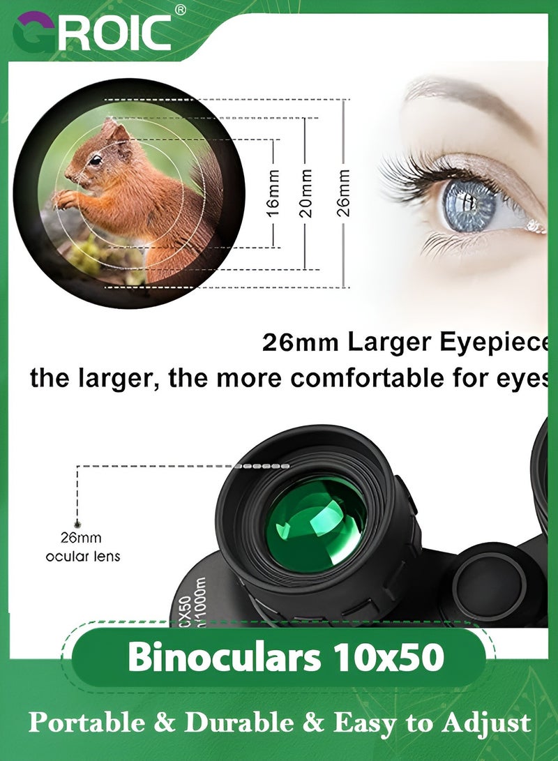 GROIC 10X50 Binoculars Outdoor Sports HD Sight Professional/Daily for Adults Bird Watching Travel Hunting Football - Image 4