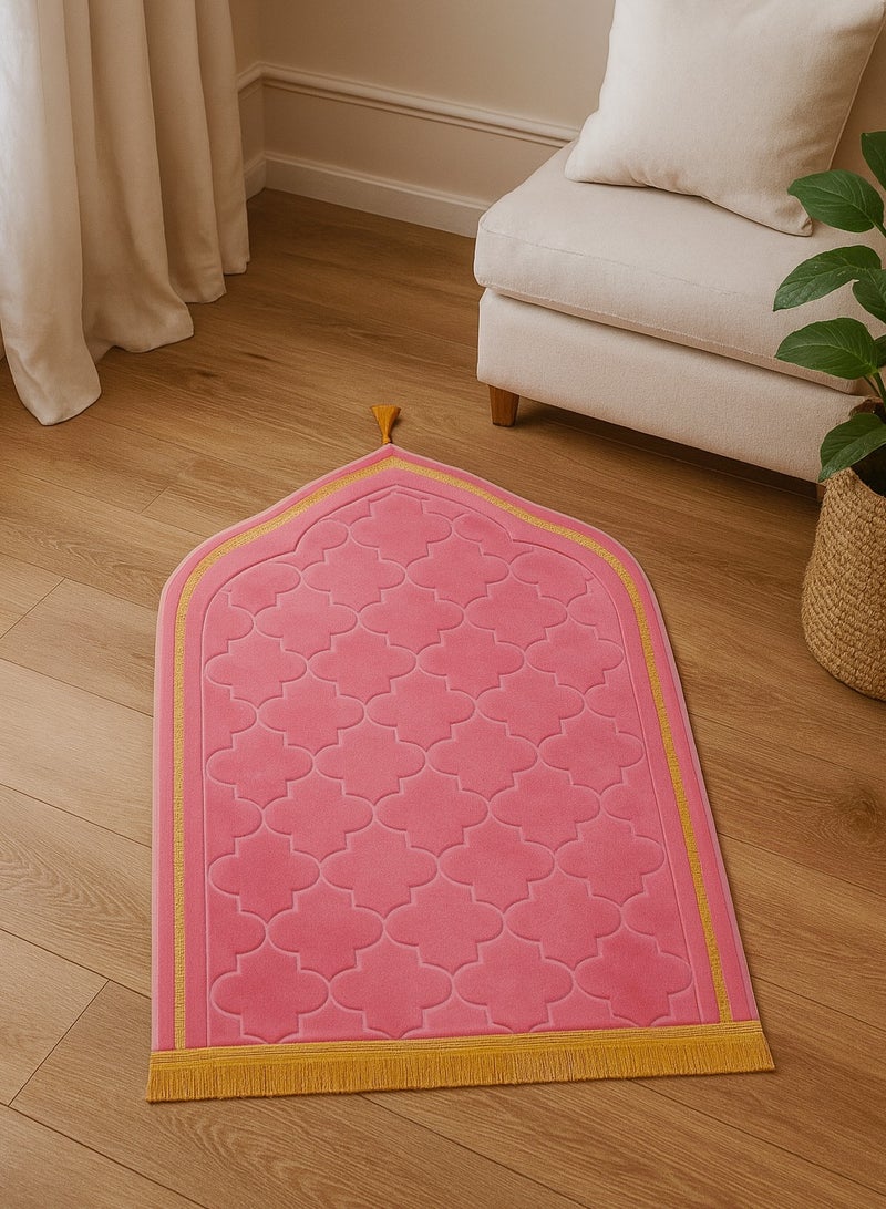 Fabienne Foam Filled Prayer Mat with Prayer Beads Soft, Anti-Skid, Portable and Light-Weight Prayer Rug for Men Women Eid Gift Ramadan 70x110cm Pink - Image 4