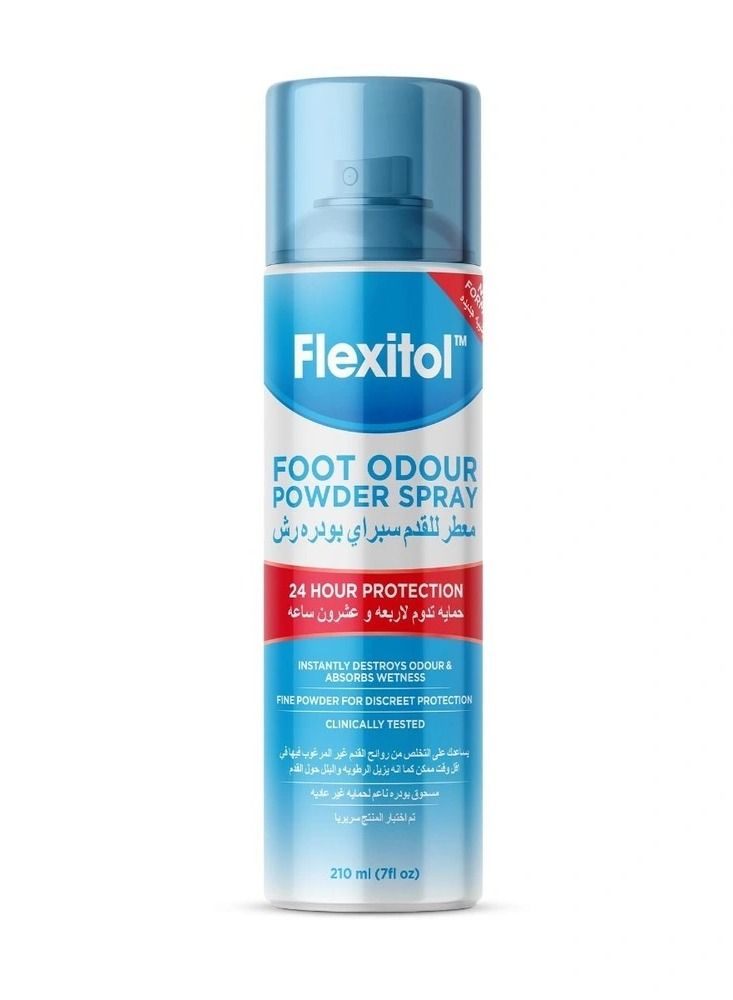 Flexitol Foot Odour Powder Spray 24 Hour Protection - 210 ml - Image 1