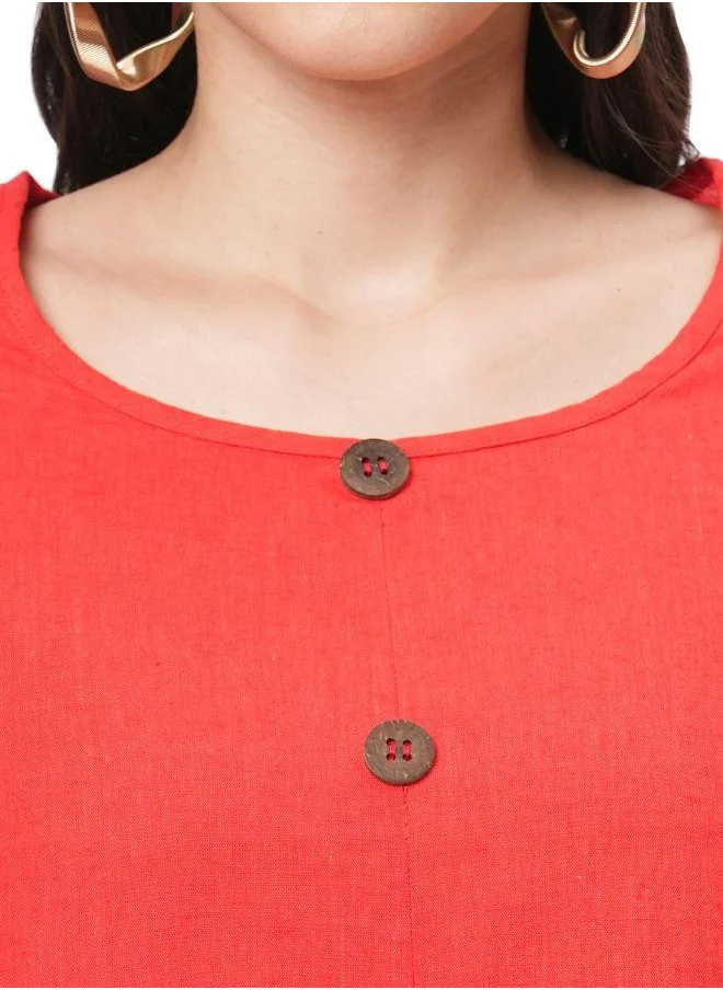 #Be Button Detail Midi Dress