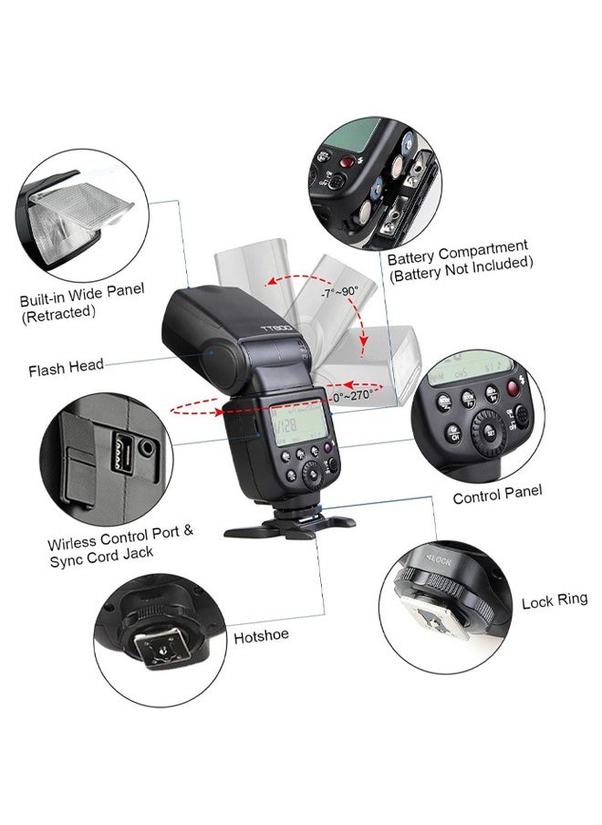 Godox - Godox TT600 2.4G Wireless Flash Speedlite Master/Slave Flash with Built-in Trigger System Compatible for Canon Nikon Pentax Olympus Fujifilm Panasonic (TT600) - Image 1