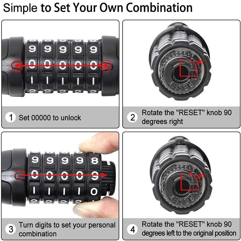 Endless EL1053 Multi Use Lock For Bike, Cycle, Helmet, Luggage with 4 Digit Resettable Cable Lock | Black | Material : Stainless Steel, Rubber | Heavy Duty Anti-Theft Protection All Purposes - Image 4