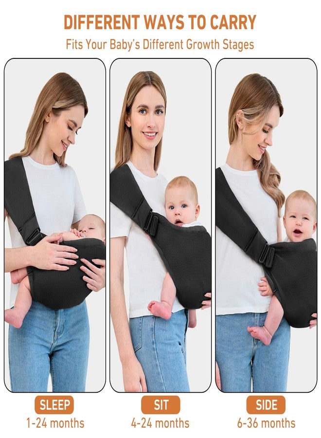 Ocanoiy Baby Sling Carrier, Baby Carrier Newborn to Toddler, Mesh Toddler Carrier, Lightweight Breathable Summer Baby Wraps Carrier, Baby Carriers One Size Fits All (Black) - Image 2