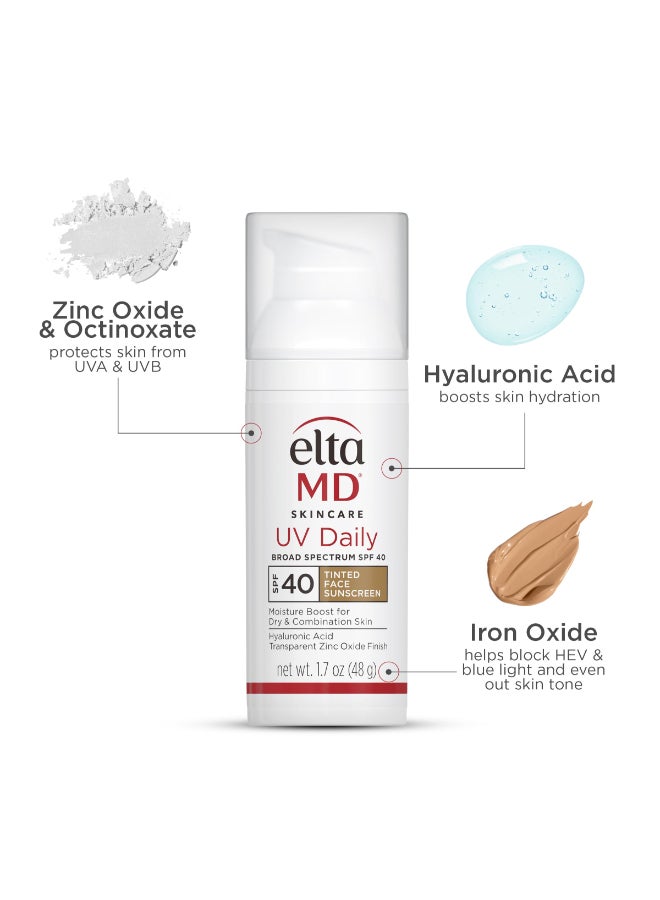 EltaMD UV Daily Tinted SPF 40 Face Sunscreen Moisturizer with Zinc Oxide Tinted Daily Face Moisturizer with SPF Sunscreen for Dry Skin17 oz Pump Pack of 2 - Image 4
