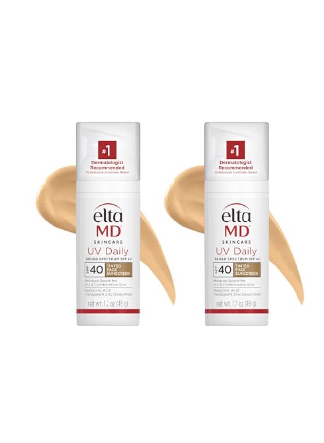 EltaMD UV Daily Tinted SPF 40 Face Sunscreen Moisturizer with Zinc Oxide Tinted Daily Face Moisturizer with SPF Sunscreen for Dry Skin17 oz Pump Pack of 2 - Image 1