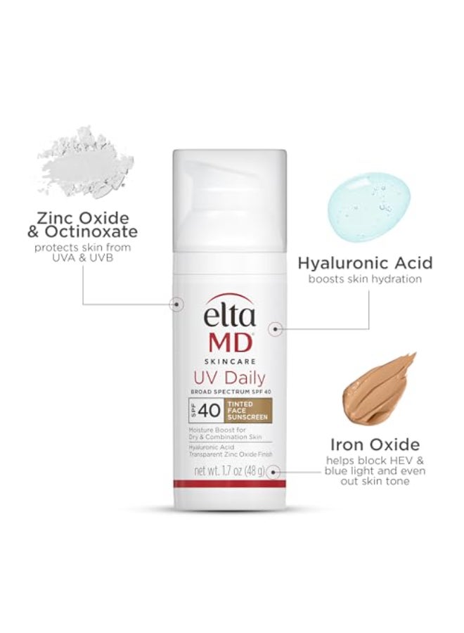 EltaMD UV Daily Tinted SPF 40 Face Sunscreen Moisturizer with Zinc Oxide Tinted Daily Face Moisturizer with SPF Sunscreen for Dry Skin17 oz Pump Pack of 2 - Image 3