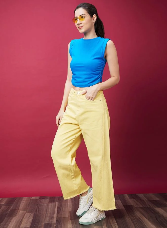 globus Globus Wide Leg Mid-Rise Pure Cotton Jeans
