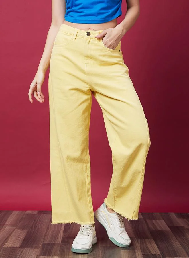 globus Globus Wide Leg Mid-Rise Pure Cotton Jeans
