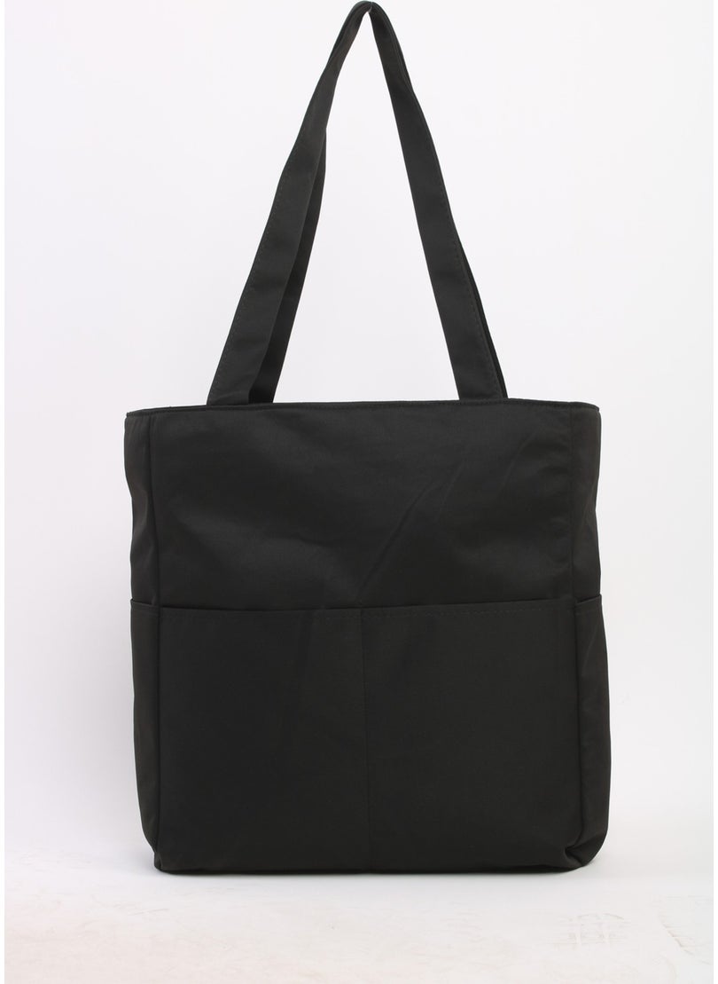 Bijuhome Soobepark 7 Compartment Zippered Bondit Fabric Shopper Shoulder Bag Black  - Image 4