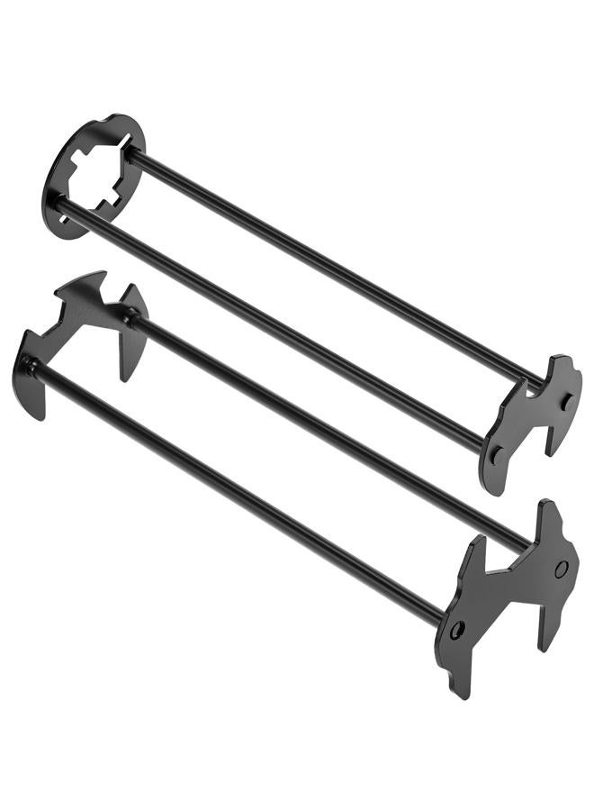 QWORK Multifunctional Basin Wrench Set of 2 - with 7 Standard Buckles, Universal Under Sink Plumbers Tool, 360° Rotation Alloy Steel Wrenchs - Image 1