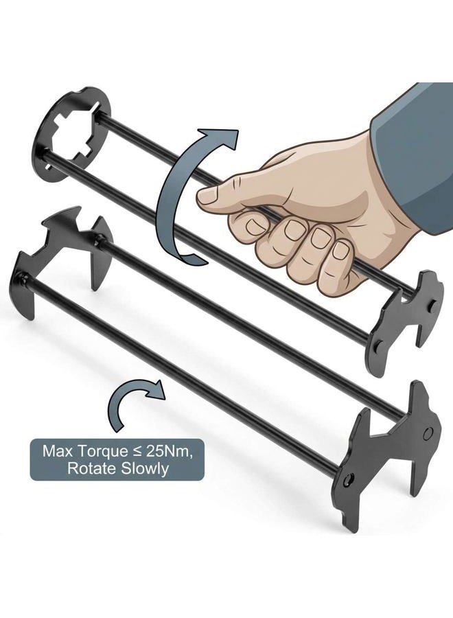 QWORK Multifunctional Basin Wrench Set of 2 - with 7 Standard Buckles, Universal Under Sink Plumbers Tool, 360° Rotation Alloy Steel Wrenchs - Image 4