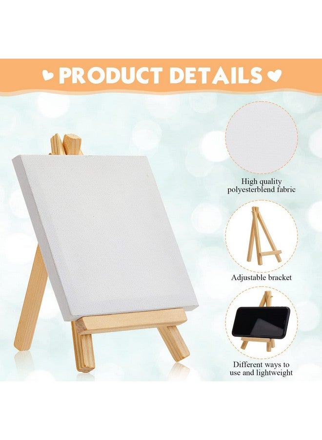 Mimorou Mini Canvases With Easel Sets For Painting Small Art Stretched Canvases Panels Pack With Wood Display Easel For Kids Parties Acrylic Pouring Oil Paint Water Color Shcool Supplies(4 X 4 Inch 32 Pack) - Image 3