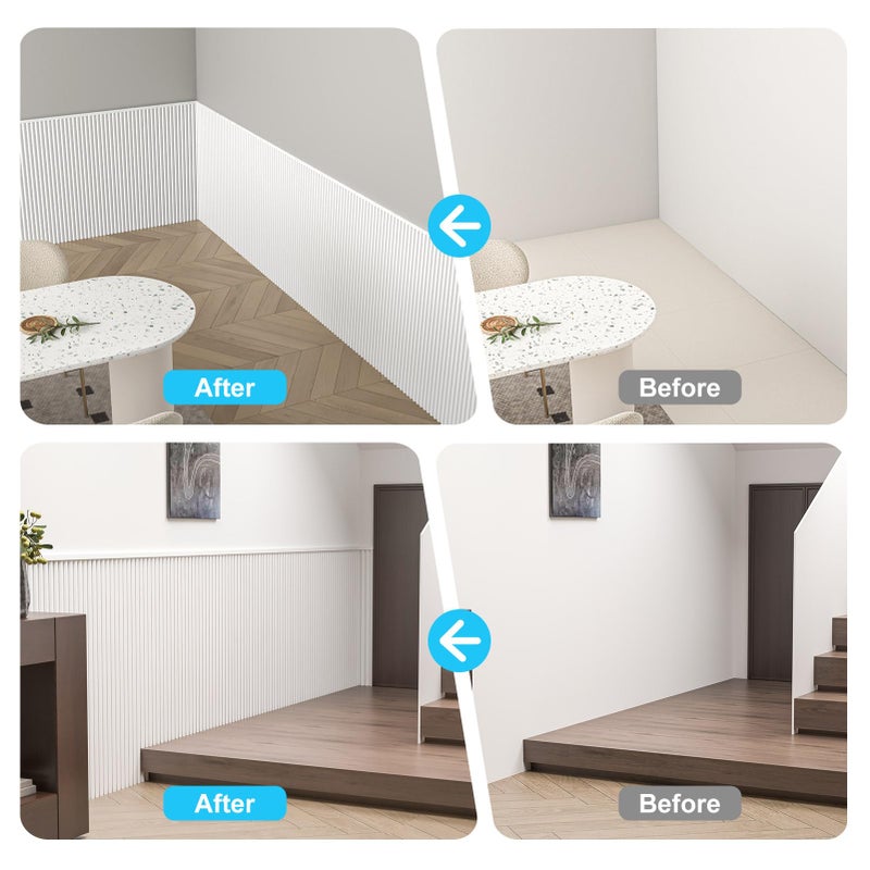 Art3d Wainscoting Panels, Beaded Polystyrene Wall Board for Interior Wall DÃ©cor, 79.3â€œ Wide X 40.7 high, Covers 22.38 sq.ft, White - Image 3