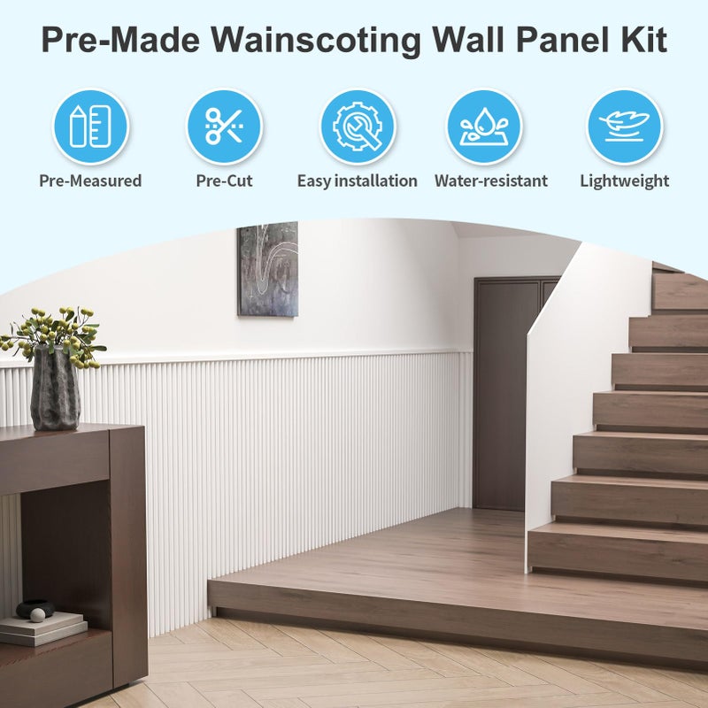 Art3d Wainscoting Panels, Beaded Polystyrene Wall Board for Interior Wall DÃ©cor, 79.3â€œ Wide X 40.7 high, Covers 22.38 sq.ft, White - Image 4