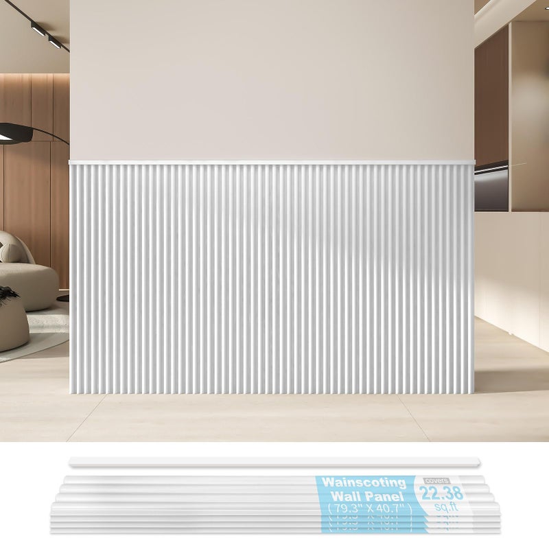 Art3d Wainscoting Panels, Beaded Polystyrene Wall Board for Interior Wall DÃ©cor, 79.3â€œ Wide X 40.7 high, Covers 22.38 sq.ft, White - Image 1