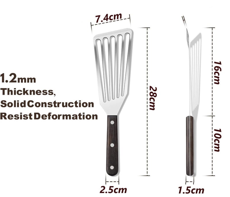 Baskety Fish Spatula Stainless Steel Wide Thin Turner Nonstick Slotted Turner with Handle Beveled Edge for Flipping & Serving (Pack of 1) - Image 2