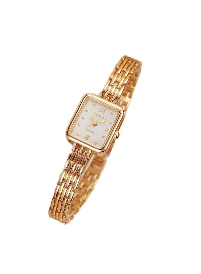 JUSMI Women Vintage Square Quartz Watch & Butterfly Charm Bracelet 2Pcs Jewelry Set, Gold Metal Band Ladies Wrist Watch Gift Box Set for Daily Wear & Party Present - Image 2