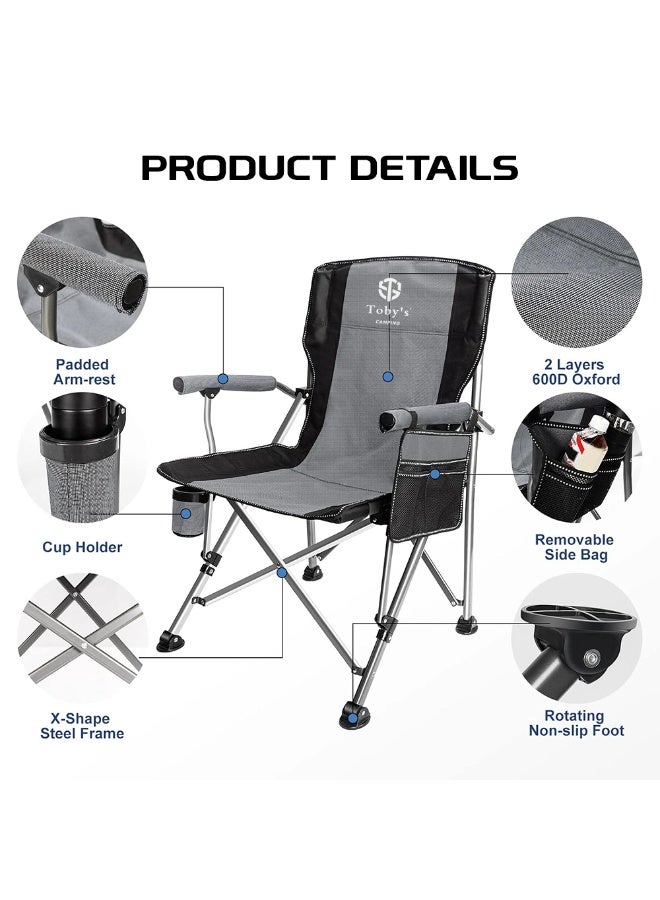 توبيز كرسي تخييم قابل للطي مع مسند ذراع وحامل كوب  كرسي مريح خفيف الوزن وسهل الحمل للرحلات - Image 4