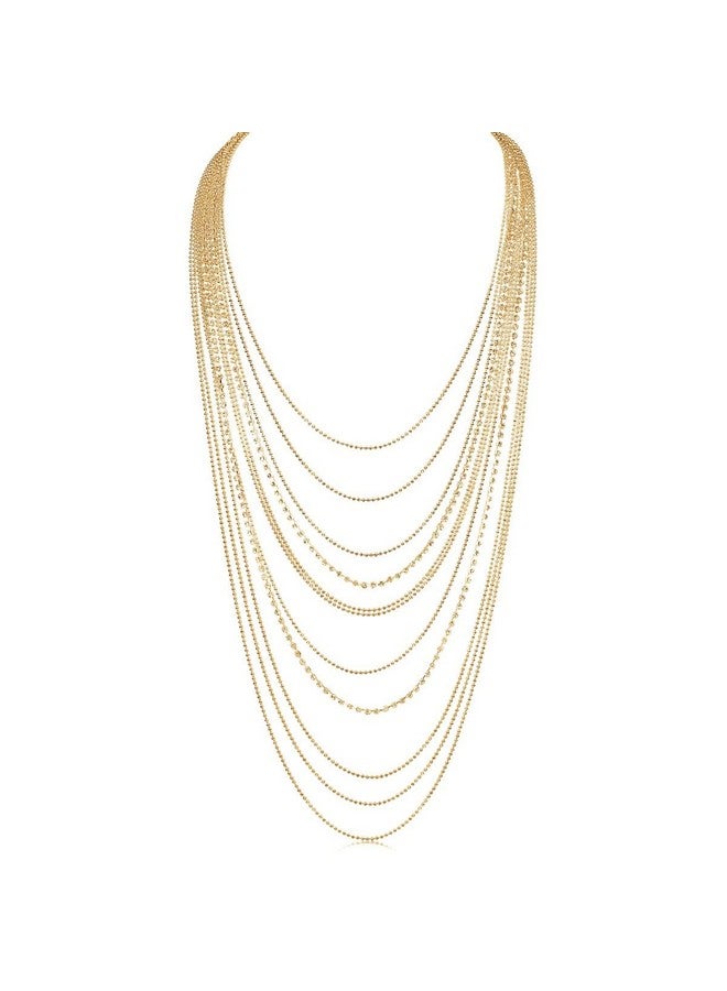 Humble Chic NY Humble Chic Rhinestone Necklace For Women Goldtone Long Layered Necklaces For Women Sparkly Fashion Simulated Diamond Chain For Women Trendy Statement Jewelry Long Layered Gold - Image 1