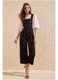 trendyol Black Button Detailed Square Collar Woven Jumpsuit TWOSS19LJ0356  - Image 2