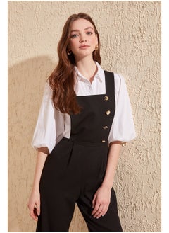 trendyol Black Button Detailed Square Collar Woven Jumpsuit TWOSS19LJ0356  - Image 3