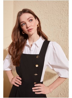 trendyol Black Button Detailed Square Collar Woven Jumpsuit TWOSS19LJ0356  - Image 4