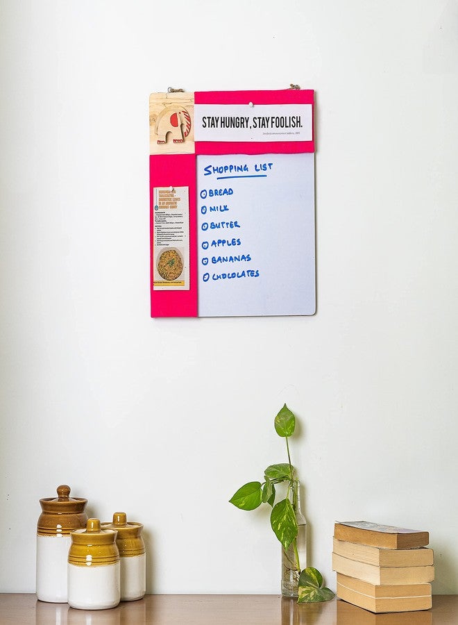 IVEI Combination Board - Pin Board and White Board Combo - Dry Erase Board - Bulletin Board - Dual White Board & Pin Board for Kids Study Room, Office, School, Home with Handcrafted Elephant - Pink - Image 2