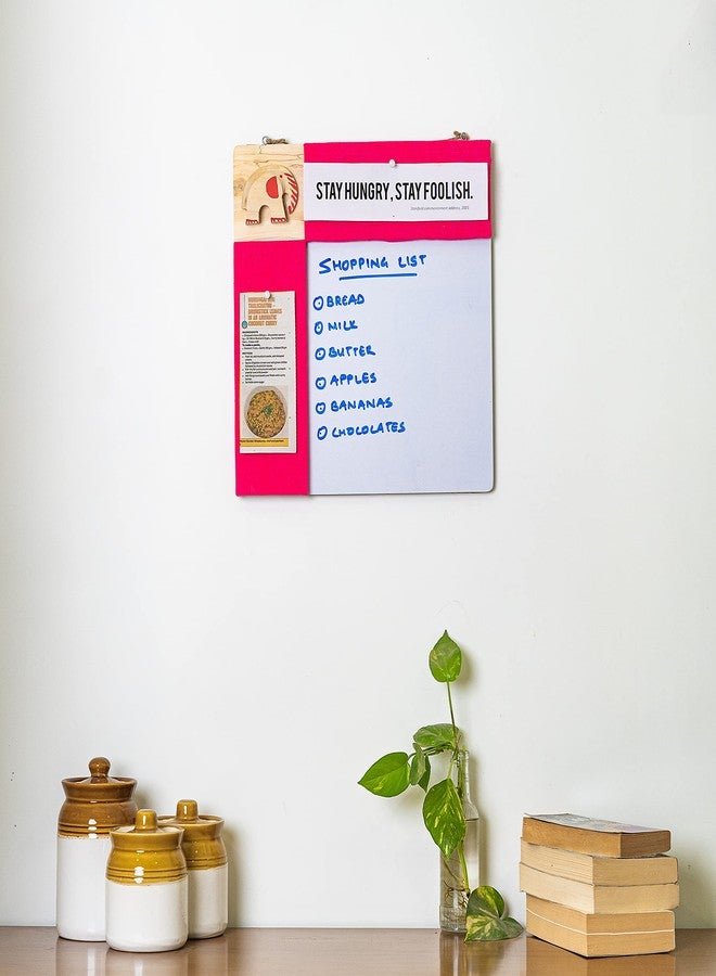 IVEI Combination Board - Pin Board and White Board Combo - Dry Erase Board - Bulletin Board - Dual White Board & Pin Board for Kids Study Room, Office, School, Home with Handcrafted Elephant - Pink - Image 3