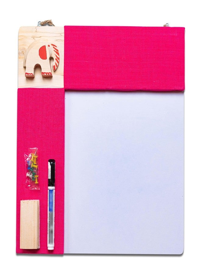 IVEI Combination Board - Pin Board and White Board Combo - Dry Erase Board - Bulletin Board - Dual White Board & Pin Board for Kids Study Room, Office, School, Home with Handcrafted Elephant - Pink - Image 1