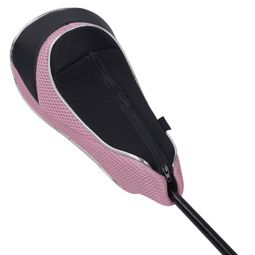 Andux Golf 460cc Driver Fairway Wood Head Covers with Zipper Closure Set of 3 (Black/Pink) - Image 5