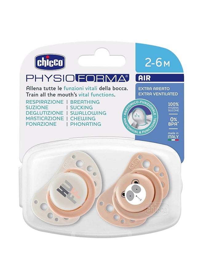Chicco Pack Of 2 Physioforma Air Silicone Soother, 0 - 6 M, Pink  - Image 2