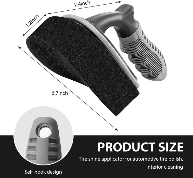 MUQIDA Car Tire Shine Applicator, Vehicle Tire Wheel Polishing Applicator Brush with Anti-Slip Handle, Tyre Detailing Tool Dressing Sponge Pad Brush for Car Truck SUV Motorcycle - Image 2