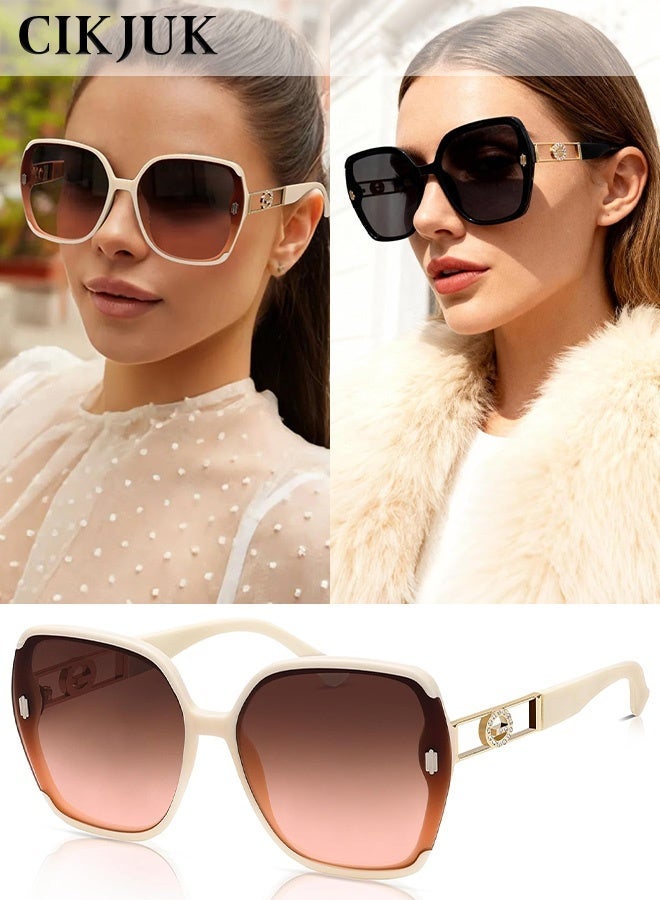 CIKJUK Trendy Sunglasses Women Men Butterfly Shape High-quality Metal Women's Sun Glasses Oversized Sun Glas UV400 Protection Shades Ladies Eyewear White - Image 1
