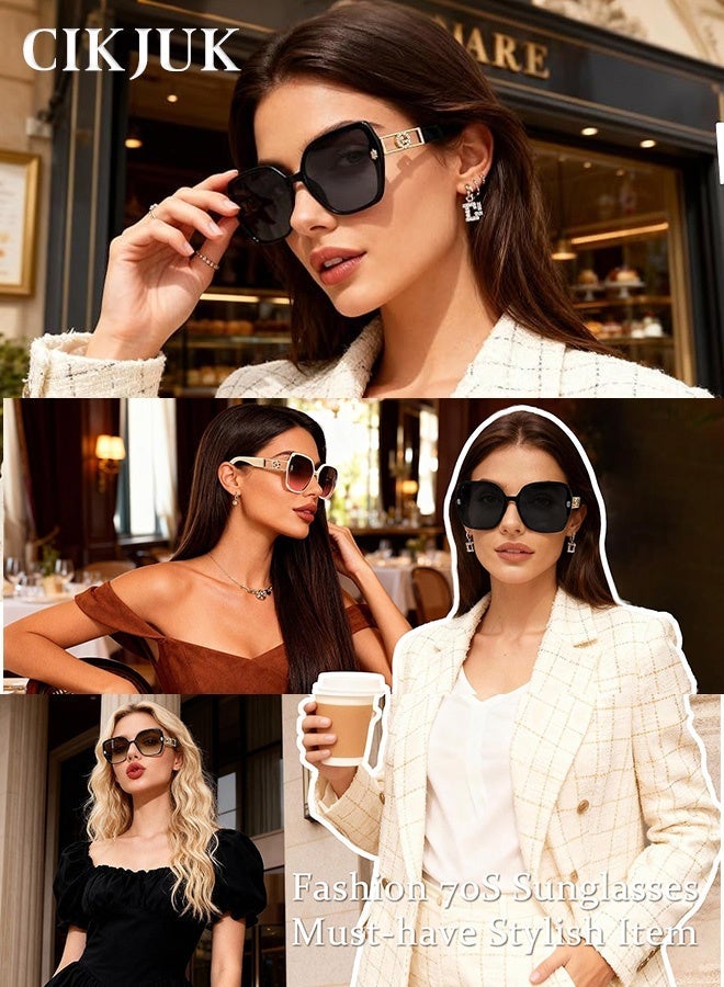 CIKJUK Trendy Sunglasses Women Men Butterfly Shape High-quality Metal Women's Sun Glasses Oversized Sun Glas UV400 Protection Shades Ladies Eyewear White - Image 3