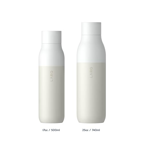LARQ Bottle PureVis 17 oz - Self-Cleaning and Insulated Stainless Steel Water Bottle with UV Water Purifier and Award-winning Design | Reusable & Travel Friendly, 1-Year Warranty, Granite White - Image 2