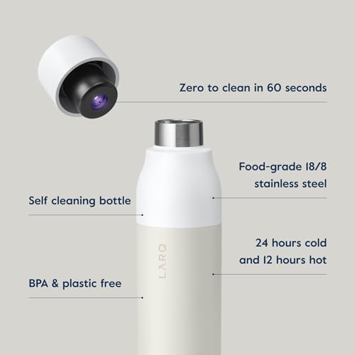 LARQ Bottle PureVis 17 oz - Self-Cleaning and Insulated Stainless Steel Water Bottle with UV Water Purifier and Award-winning Design | Reusable & Travel Friendly, 1-Year Warranty, Granite White - Image 3