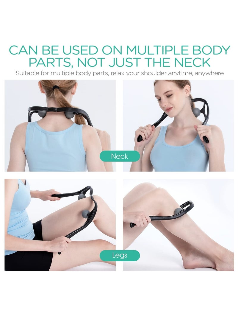SYOSI Neck Massager for Pain Relief, Deep Tissue Self Trigger Point Shiatsu Shoulder Massager - Back and Neck Massager for Neck, Shoulders, Leg, Ergonomic Handle Design, Lightweight & Portable - Image 4
