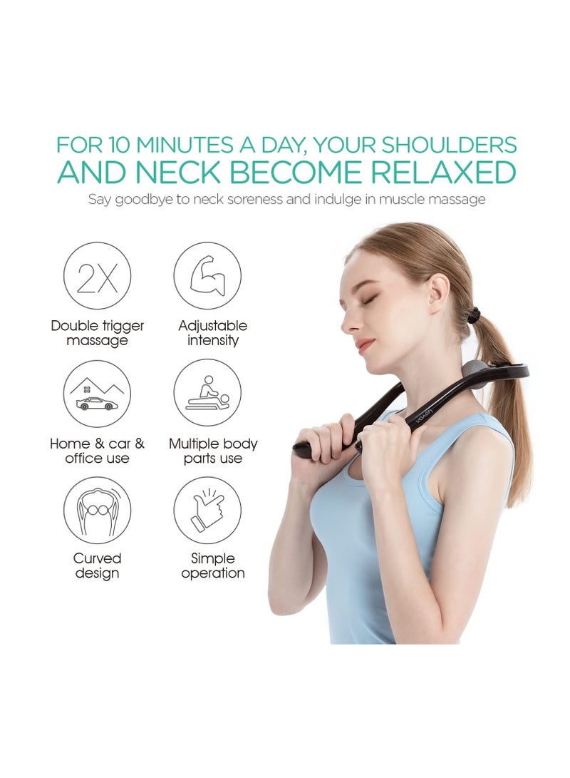 SYOSI Neck Massager for Pain Relief, Deep Tissue Self Trigger Point Shiatsu Shoulder Massager - Back and Neck Massager for Neck, Shoulders, Leg, Ergonomic Handle Design, Lightweight & Portable - Image 2