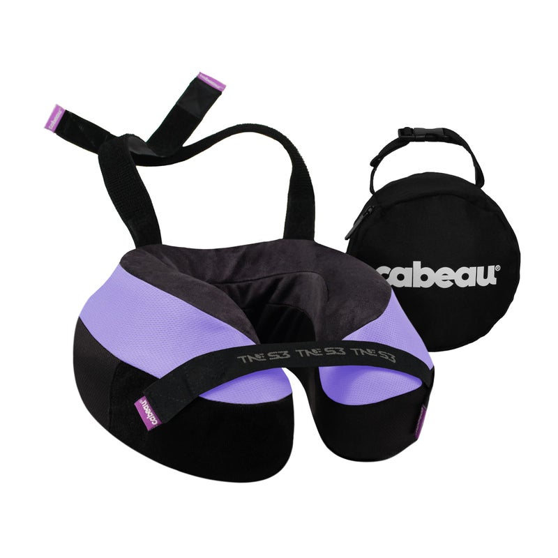 Cabeau Cabeau Travel Neck Pillow for Airplanes  The Necks Evolution TNE S3  Supportive Memory Foam Design for Long Haul Flights  Attachable Seat Straps and 360 Support Paris Lavender 