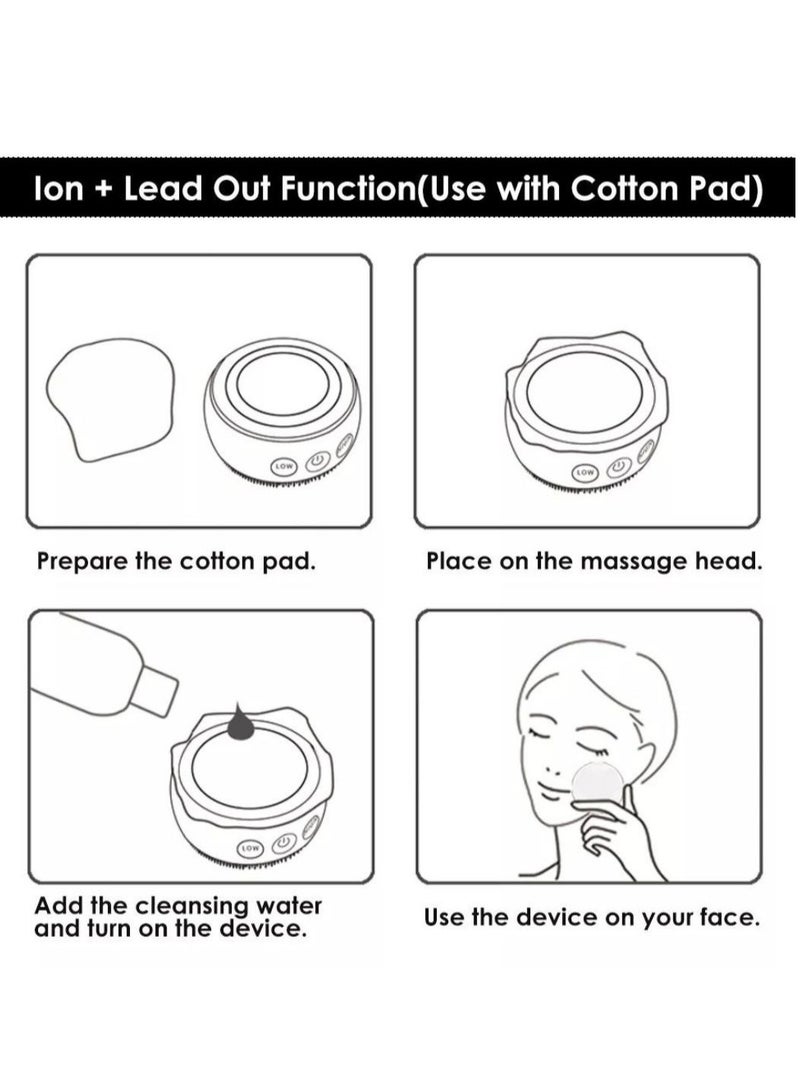 Prime 2-IN-1 Face Deep Cleaning Silicone Brush Blackhead Pore Cleaner LED Photon EMS Vibration Heating Massager