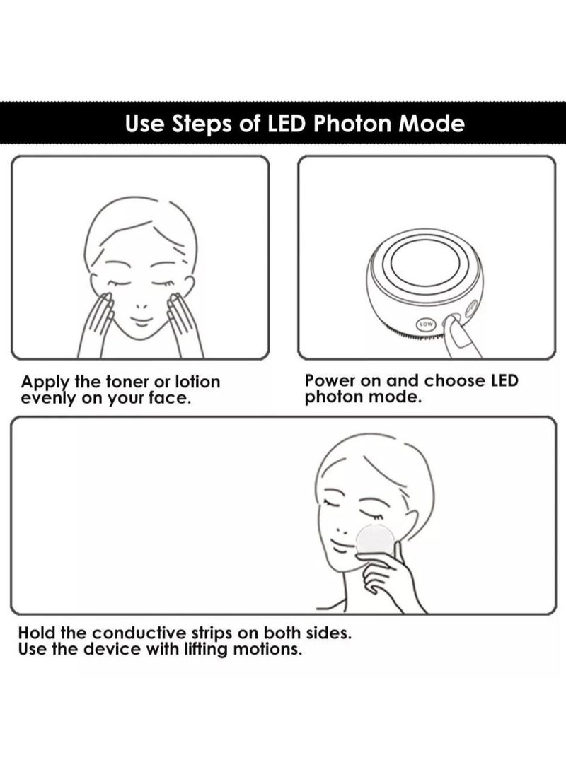 Prime 2-IN-1 Face Deep Cleaning Silicone Brush Blackhead Pore Cleaner LED Photon EMS Vibration Heating Massager