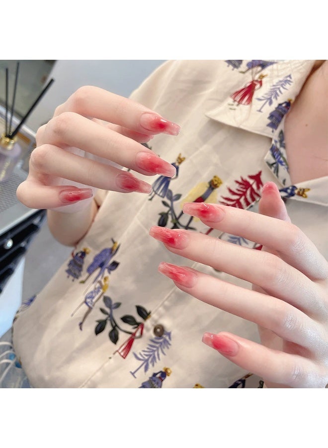 Goolsky Ice Transparent Pomegranate Gradient Press - on Nails with Medium Stiletto Shape for Elegant Daily Wear - Image 1