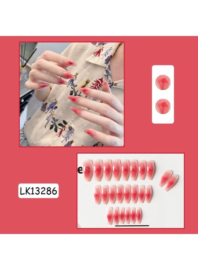 Goolsky Ice Transparent Pomegranate Gradient Press - on Nails with Medium Stiletto Shape for Elegant Daily Wear - Image 3
