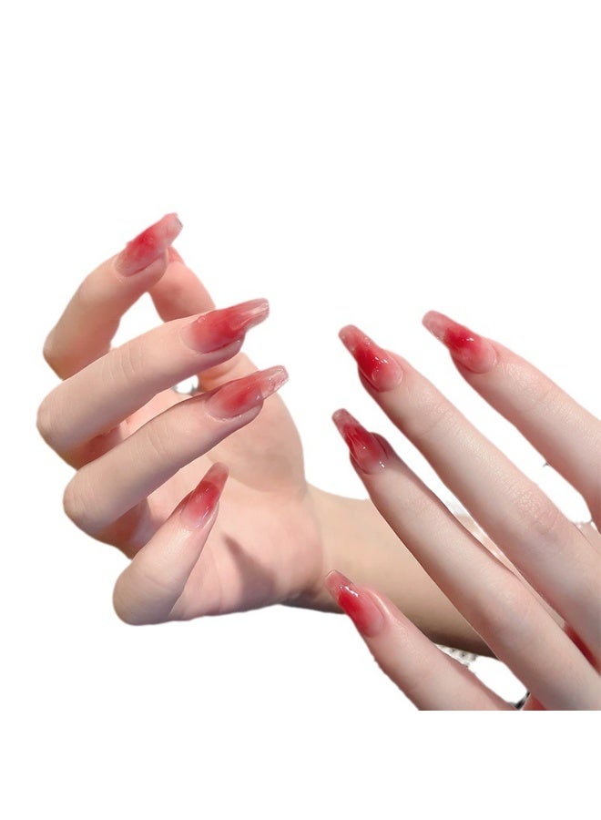 Goolsky Ice Transparent Pomegranate Gradient Press - on Nails with Medium Stiletto Shape for Elegant Daily Wear - Image 4