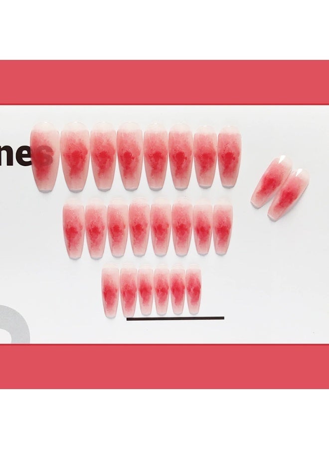 Goolsky Ice Transparent Pomegranate Gradient Press - on Nails with Medium Stiletto Shape for Elegant Daily Wear - Image 2