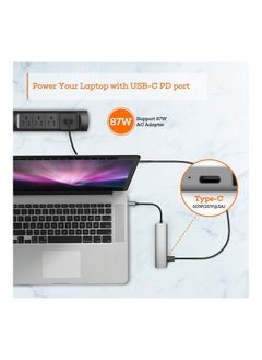 نيبمينينت موزع 6 في 1 بمنفذ USB-C لمحول ماك بوك برو Type C متعدد المنافذ وقارئ بطاقات SD بدقة 4K وHDMI . رمادي  - Image 3