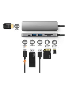 نيبمينينت موزع 6 في 1 بمنفذ USB-C لمحول ماك بوك برو Type C متعدد المنافذ وقارئ بطاقات SD بدقة 4K وHDMI . رمادي  - Image 2