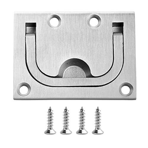 TEANTECH 316 Stainless Steel Hatch Pull Flush Lift Boat Ring Hatches Pull Handle with Mount Screws for Boat Deck Hatch Handle and Home Furniture Recessed Handle etc. - Image 1