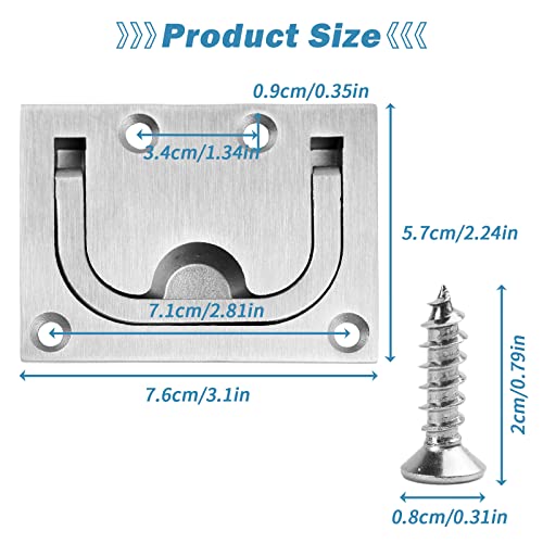 TEANTECH 316 Stainless Steel Hatch Pull Flush Lift Boat Ring Hatches Pull Handle with Mount Screws for Boat Deck Hatch Handle and Home Furniture Recessed Handle etc. - Image 2